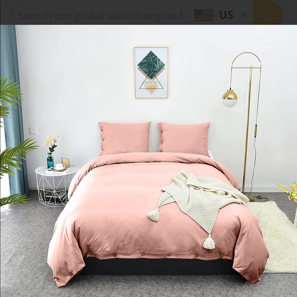 LHKIS Duvet Cover Set  3 Pieces Queen , Pink Soft Microfiber Comforter B…